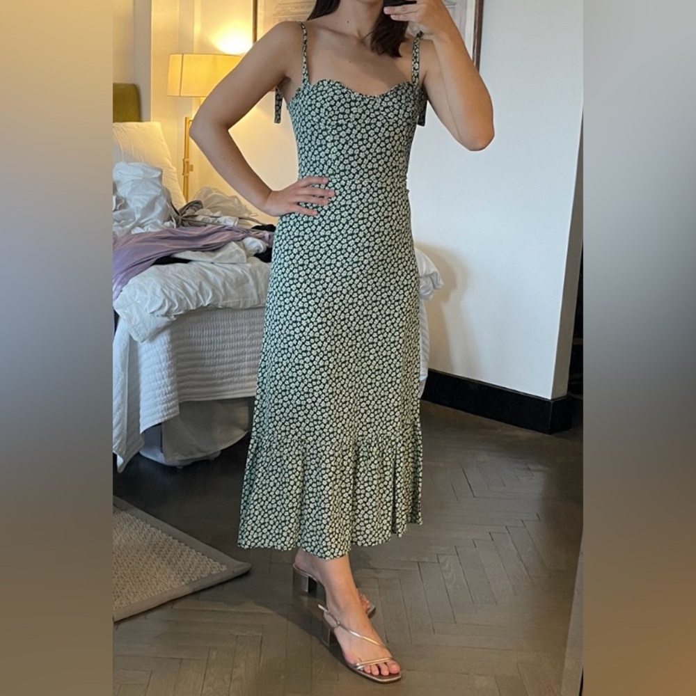 Reformation Nikita Floral Green Dress